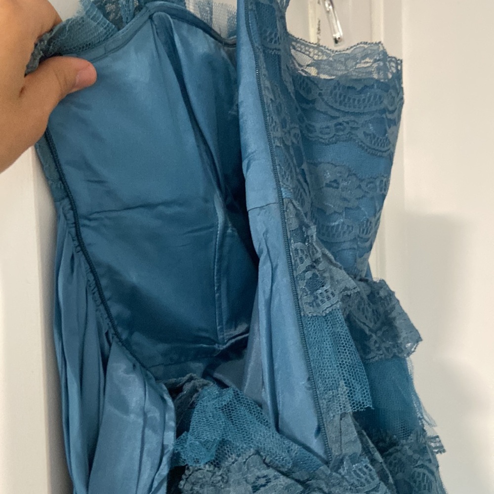 Betsey Johnson Strapless Blue Lace Dress - Picture 7 of 8